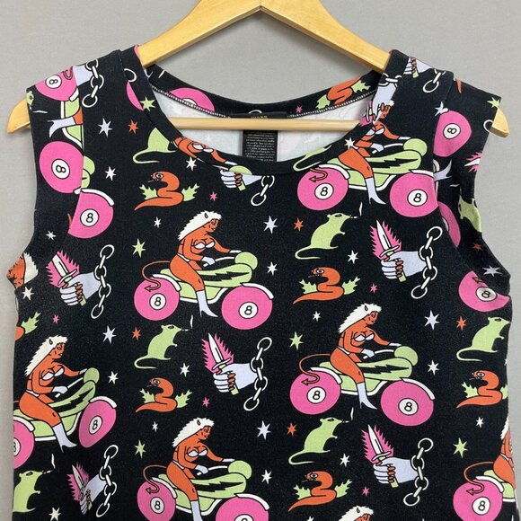 Nooworks Muscle Tee Mean Machine Print Size Large Motorcycle Rat Devil Lady - Picture 3 of 10